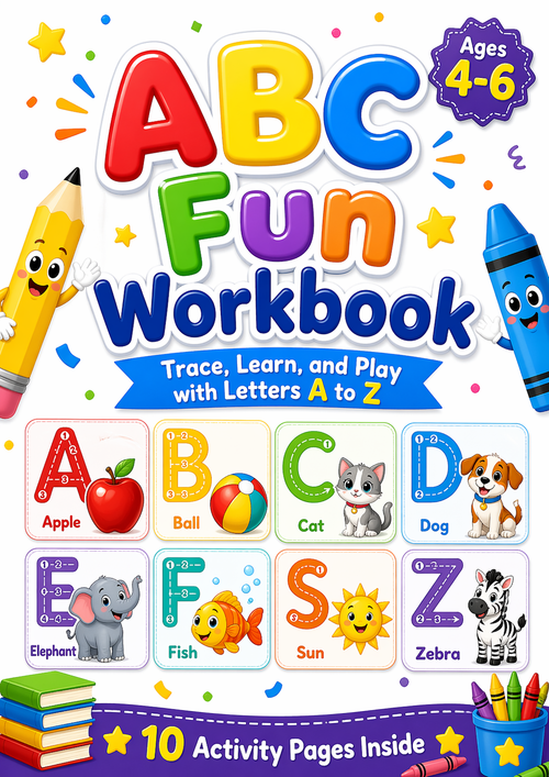 ABC Fun Workbook for Kids Ages 4–6 — Trace, Learn & Play with Letters A to Z