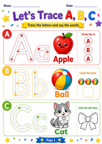 ABC Fun Workbook for Kids Ages 4–6 — Trace, Learn & Play with Letters A to Z