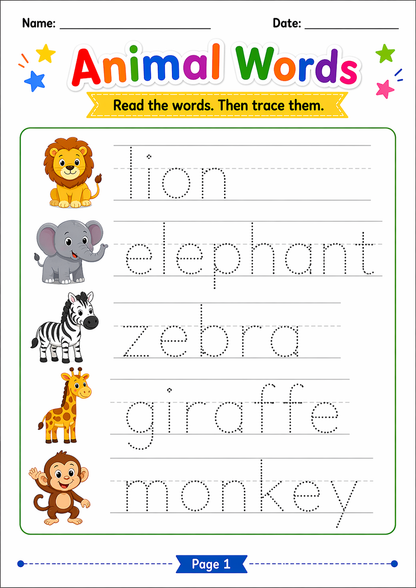 My First Animals Activity Book for Kids Ages 4–7 — Learn, Color, Match & Have Fun