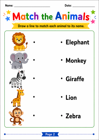 My First Animals Activity Book for Kids Ages 4–7 — Learn, Color, Match & Have Fun