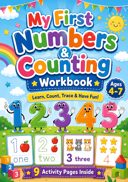 My First Numbers & Counting Workbook for Kids Ages 4–7 — Learn, Count, Trace & Have Fun