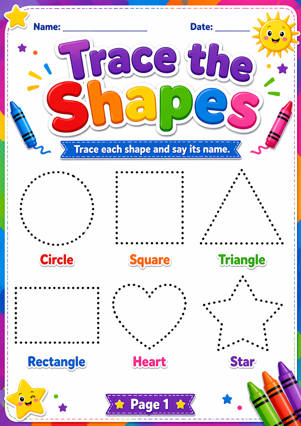 Shapes & Colors Fun Workbook for Kids Ages 4–7 — Learn, Match, Trace & Play