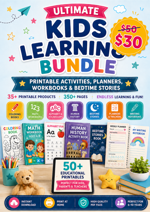 Ultimate Kids Learning Bundle – 350+ Printable Activity Pages